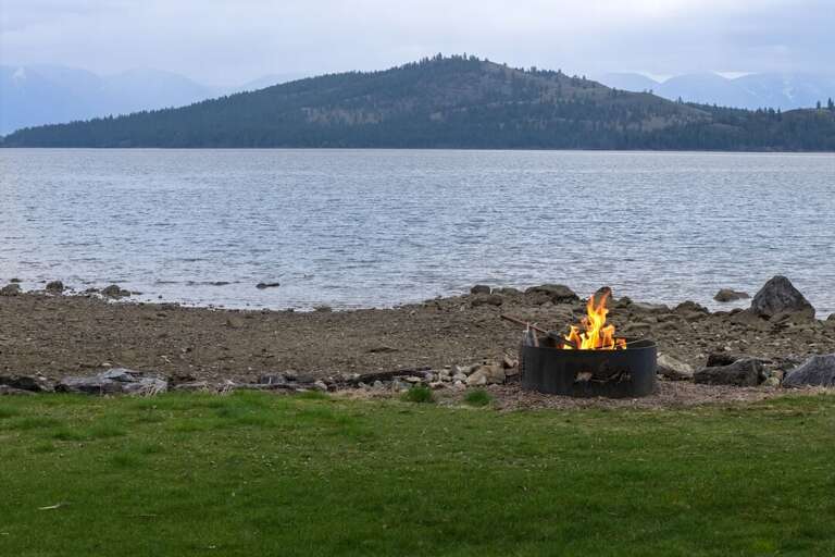 Enjoy roasting marshmallows in the backyard fire pit | Exterior