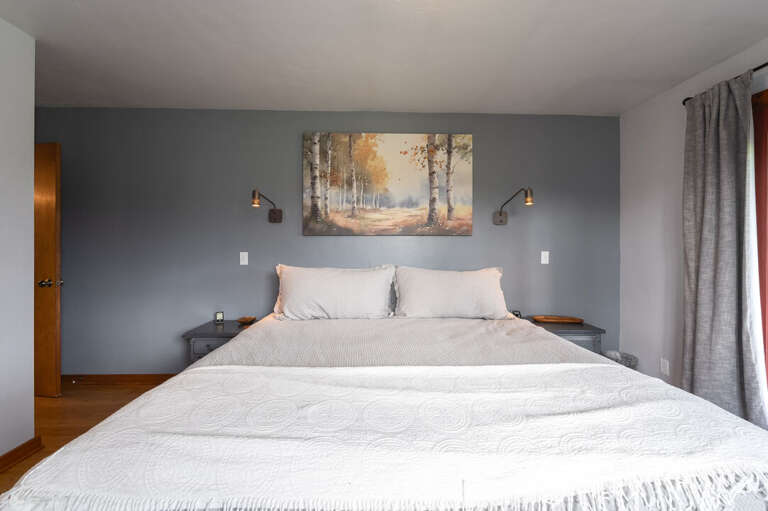 Primary bedroom with king bed | Interior