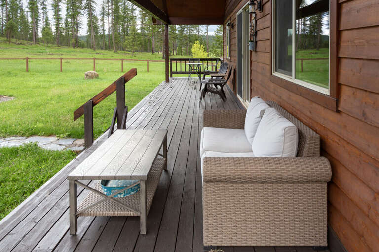View of entire back porch seating areas | Exterior