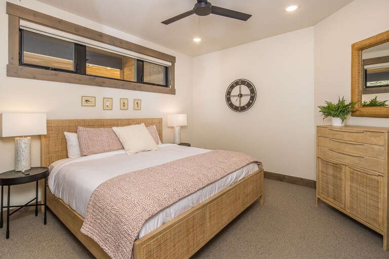 Bedroom with natural light and ceiling fan | Main Level