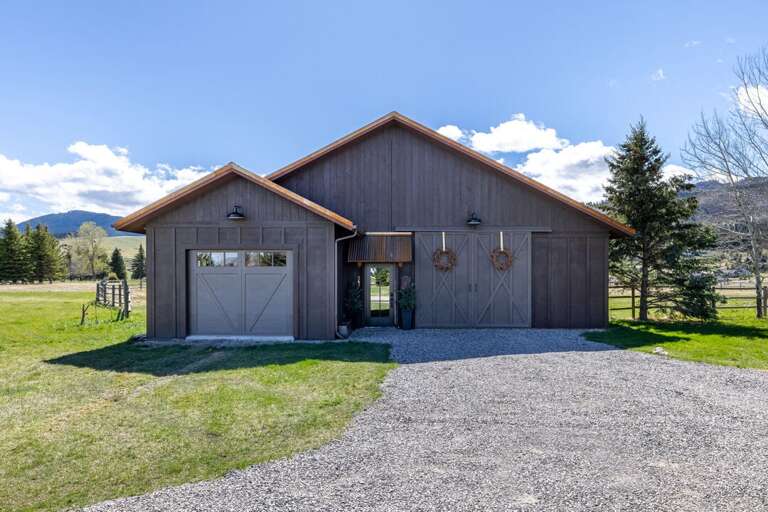 Modern barn-style home with scenic open surroundings I Exterior