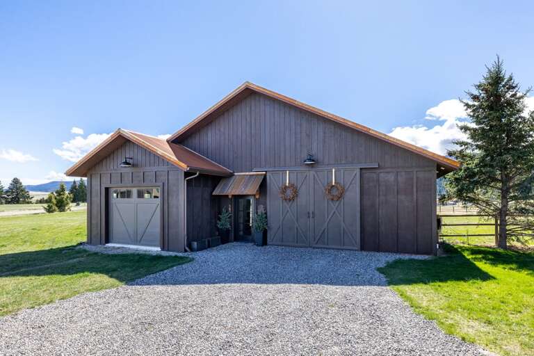 Modern rustic barn home with mountain views I Exterior