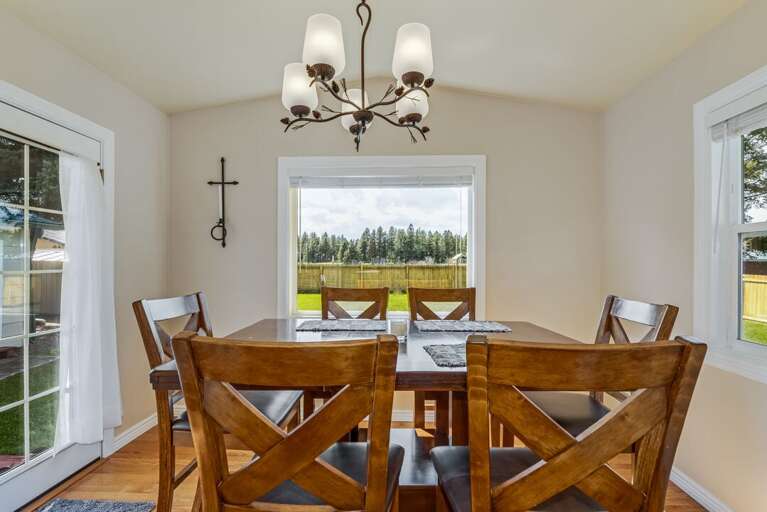 Dining area with doors to the backyard. | Main Level