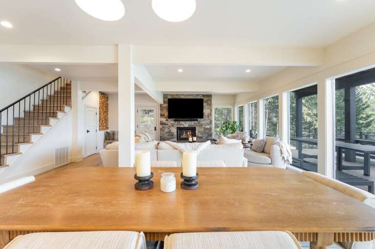 Dining table with view of living area | Interior