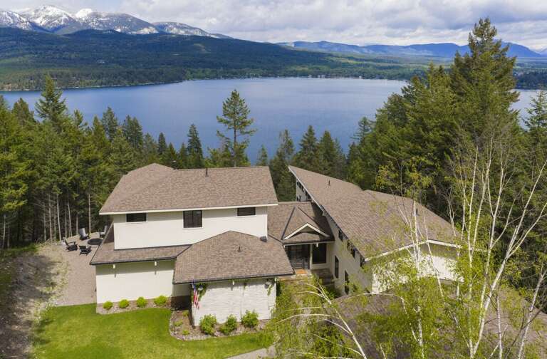 Front of the home from aerial view | Exterior