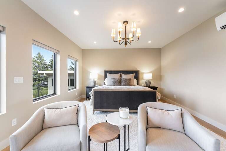 Primary bedroom with king bed | Interior