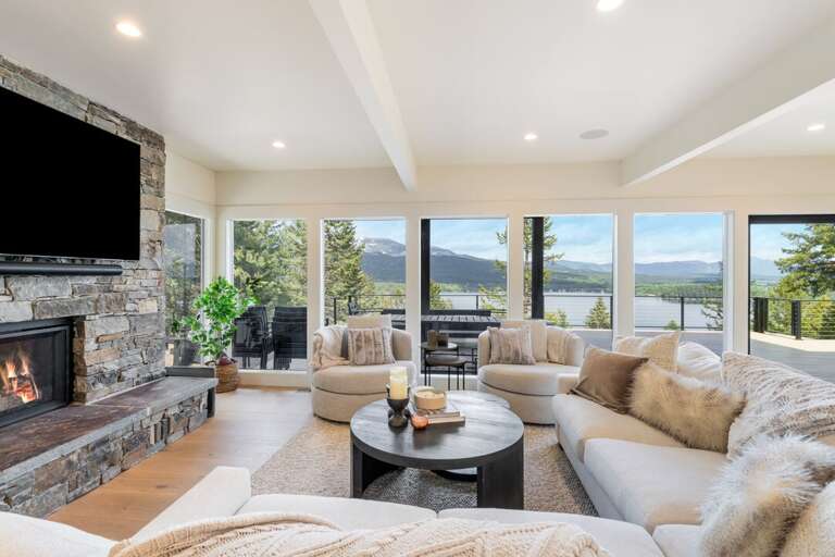 Stunning lake views right from the living area. | Interior