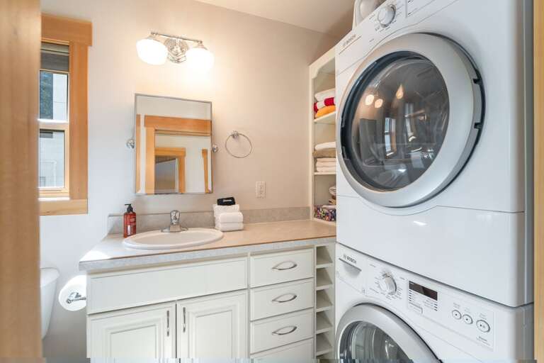 Stacked washer and dryer I Upper Level