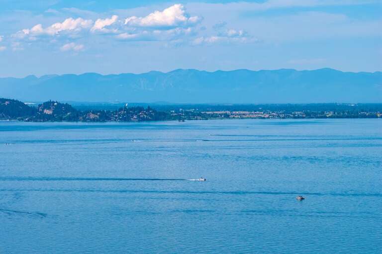 Stunning view of Flathead Lake over morning coffee I Exterior