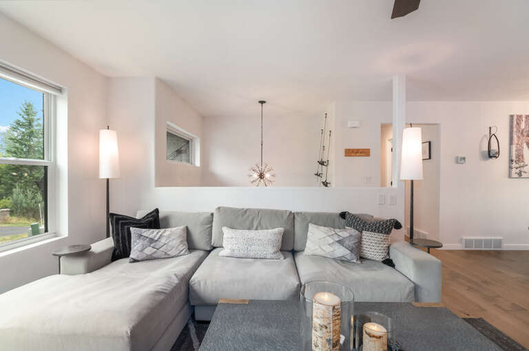 Open and airy, with comfy seating for the whole group I Upper Level