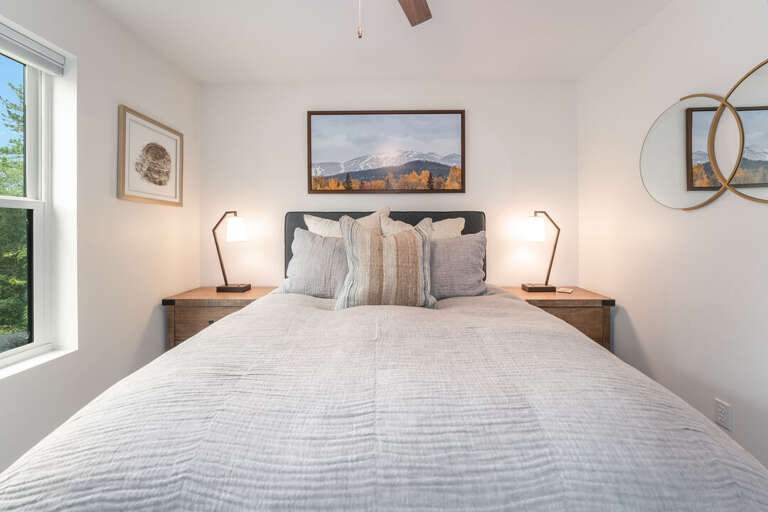 Soft linens and a restful spot to unwind I Upper Level