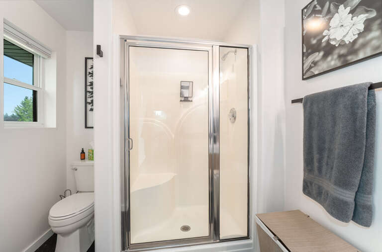 Walk-in shower to start the day I Upper Level