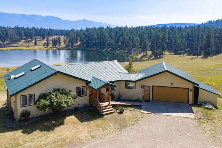 Ariel view of the home and views.