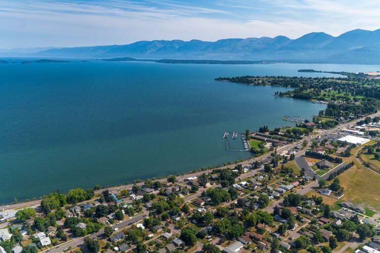 Ariel views of the lake and Polson.