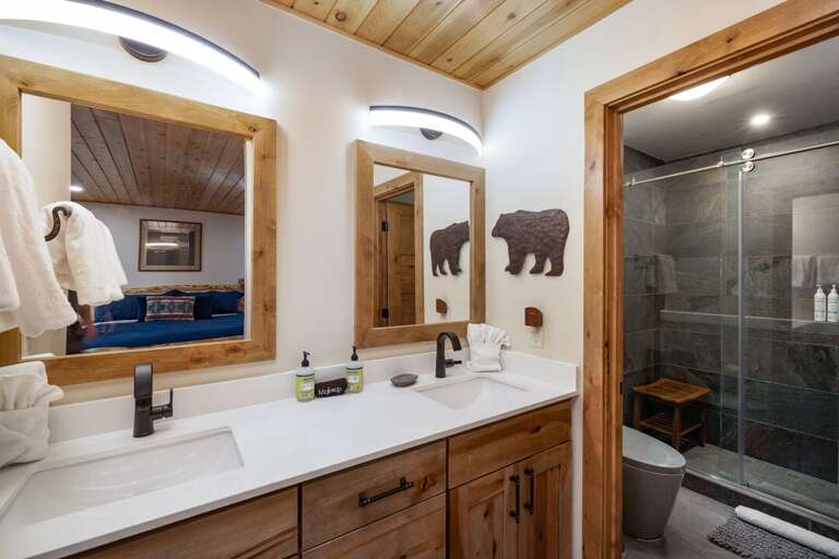 A double vanity means nobody waits their turn before the first chair of the day.