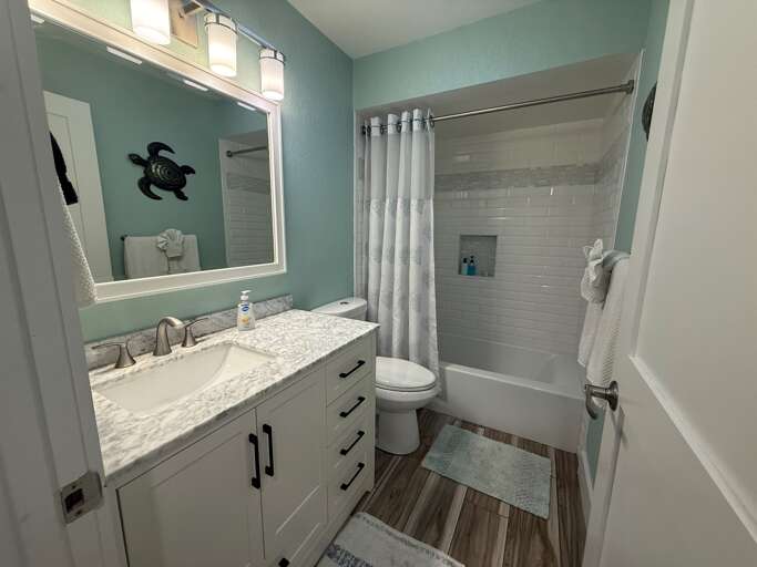 Guest bathroom with tub/tile shower