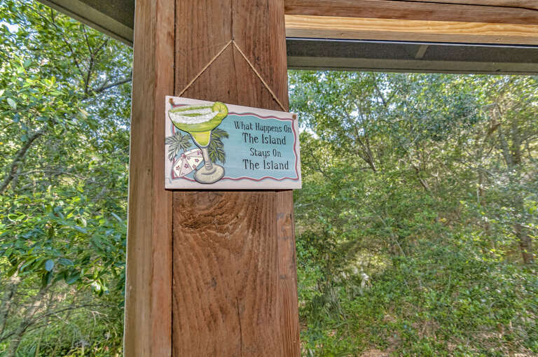 Sign Hanging On Wooden Beam, Slogan With Greenery Background