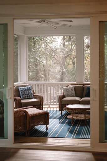 Balcony View From Vacation Rental, Showcasing Seating Area Surrounded By Serene Scenery