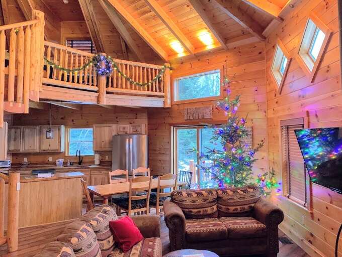 A Christmastime view of the interior. A Christmastime view of the interior.