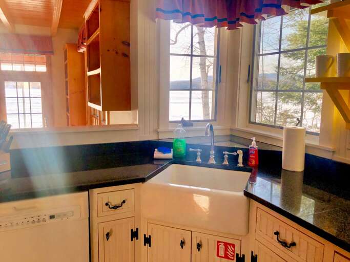 Lake views in the kitchen. Lake views in the kitchen.