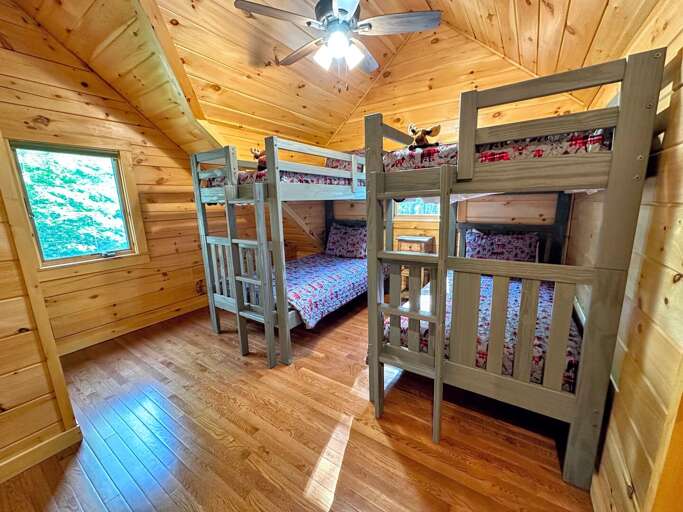 The open loft with 2 twin over twin bunks (sleeps 4).