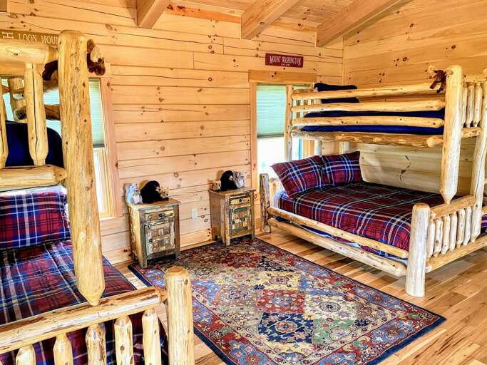 Additional sleeping options includes 2 twin-over-full bunk beds on the second floor loft. Sleeps 6.