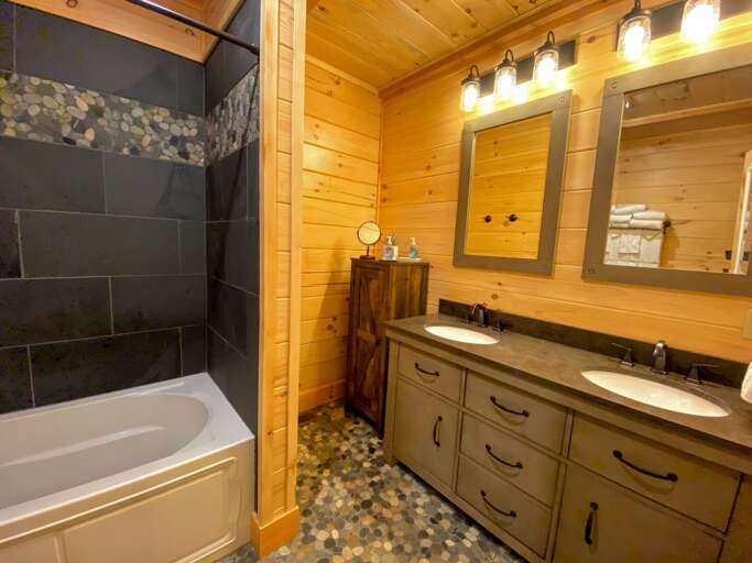 Bathroom #1 is a full bath located in the master bedroom.