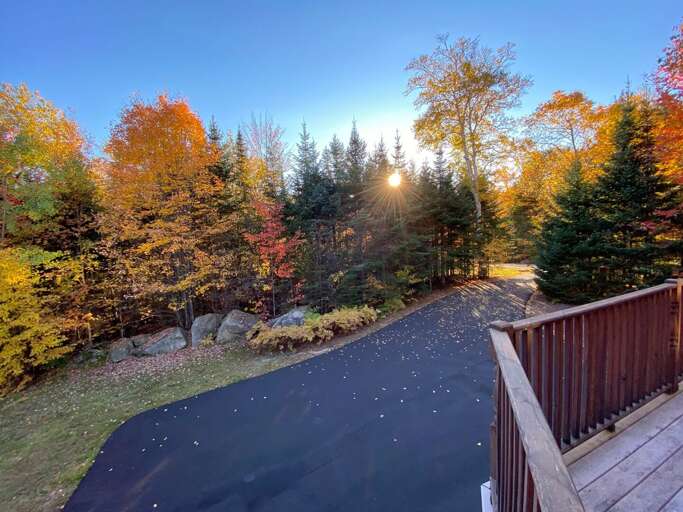 Looking out from 1st level deck outside bedrooms and living area to the lower parking area with direct access to the lower apartment.