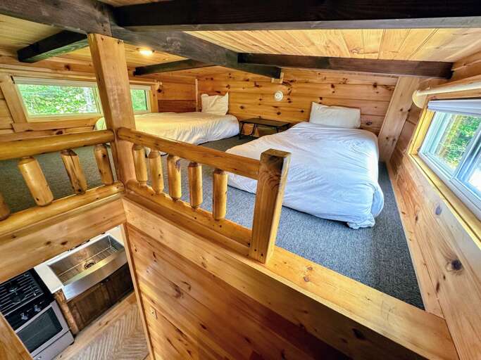 The sleeping loft in the Top-Line is especially convenient. The cozy low-ceiling loft is roomy