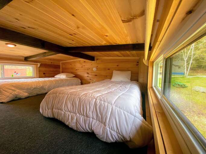 The sleeping loft in the Top-Line is especially convenient. The cozy low-ceiling loft is roomy The sleeping loft in the Top-Line is especially convenient. The cozy low-ceiling loft is roomy