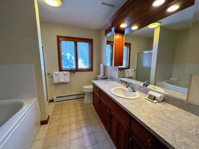 Main Level Master Bedroom Private Bath with Shower and jetted tub Main Level Master Bedroom Private Bath with Shower and jetted tub