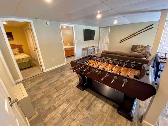 Lower Level: Extra living space and game room.
