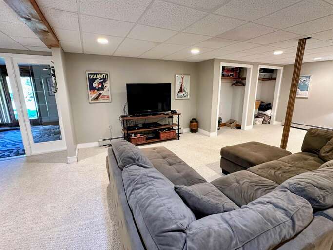 Lower level living area with twin bed and bunk bed Lower level living area with twin bed and bunk bed