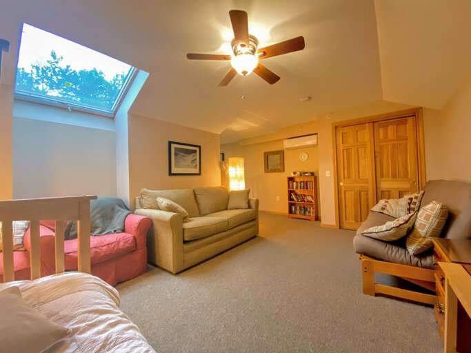 Guest Bedroom #1: Located in the loft and features a Twin/Full bunk bed, futon and TV. Sleeps 3 (futon not included in sleeping count)