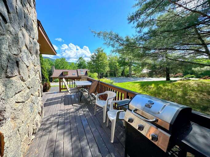 Deck offers a propane grill and dining table