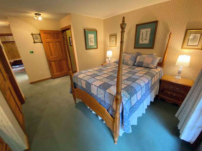 Upper level Queen bedroom with private bath, private deck and TV