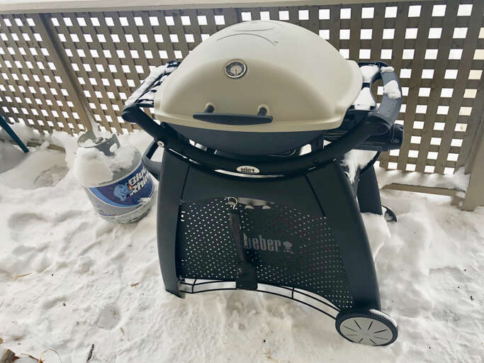 The convenient propane grill on the deck.