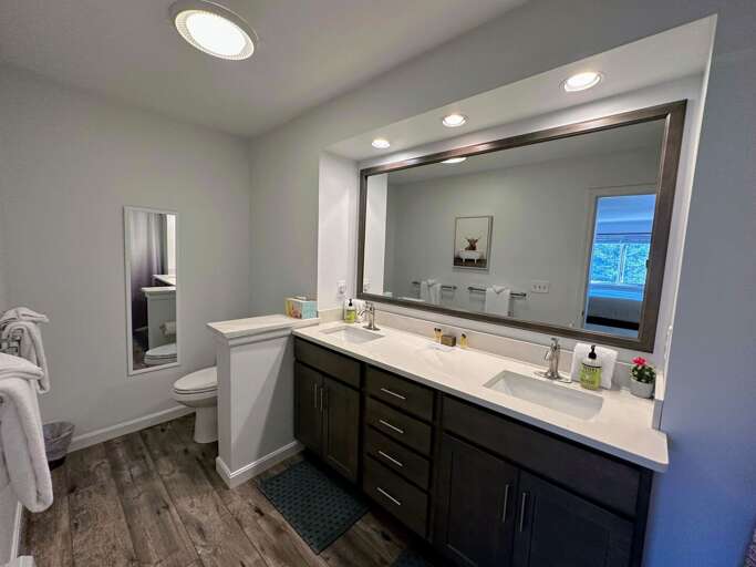 Bathroom #1 is a full bath located in the master.