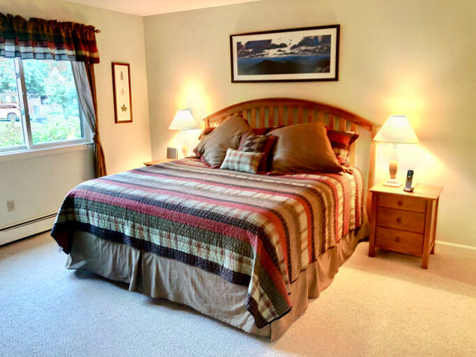 The master bedroom is located on the main level and features 1 King size bed. Sleeps 2.