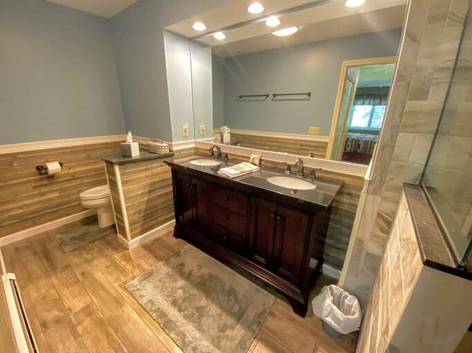 Bathroom #1 is an updated bath located in the master with a walk-in shower.