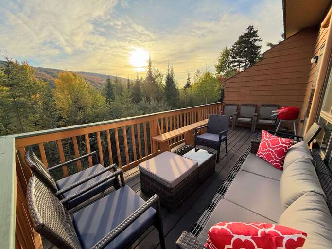 Step outside to the private back deck, where you can enjoy outdoor grilling with mountain views.