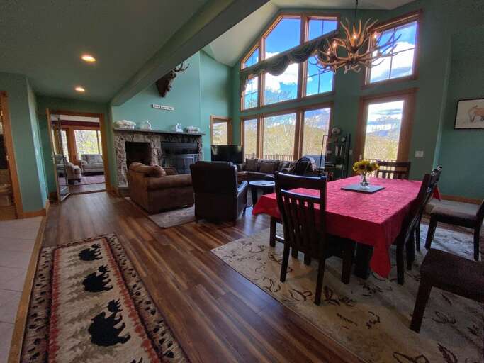 Main level living room and dining area