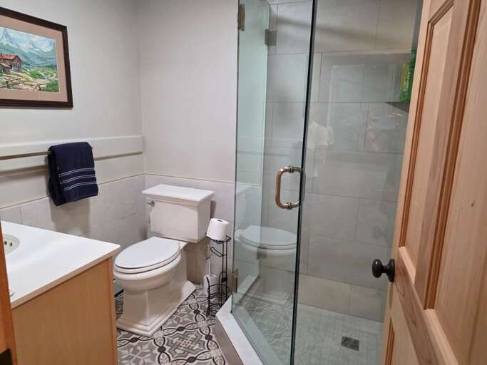 Lower level bath with shower