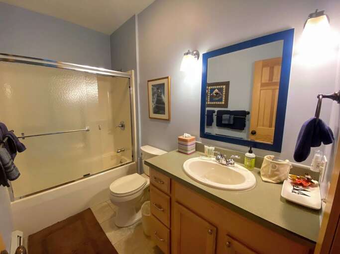Main level full bath with shower/tub combo