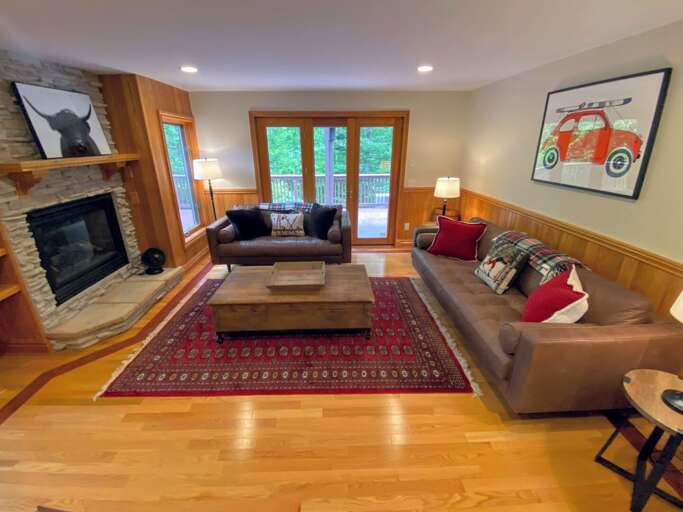 Lower level living area with walkout deck