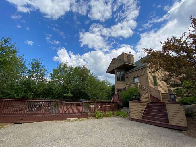 Parking, entry and large private deck