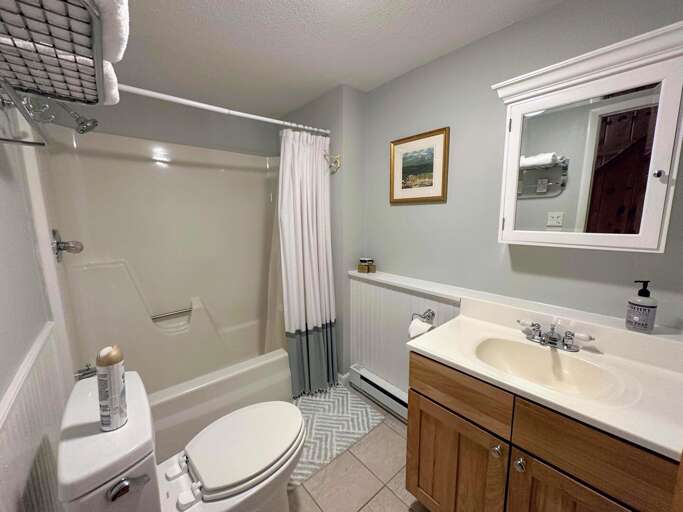 Lower level bath with shower/tub combo