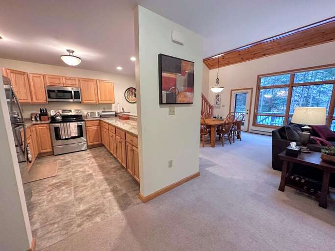 Stainless appliances and stocked for all your cooking needs.