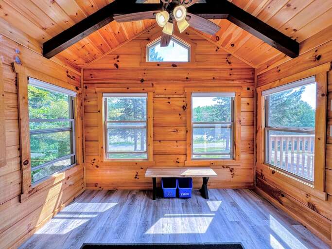A large mudroom. A large mudroom.