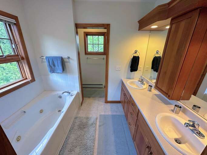Upper Level King Bedroom private Bath with shower and tub
